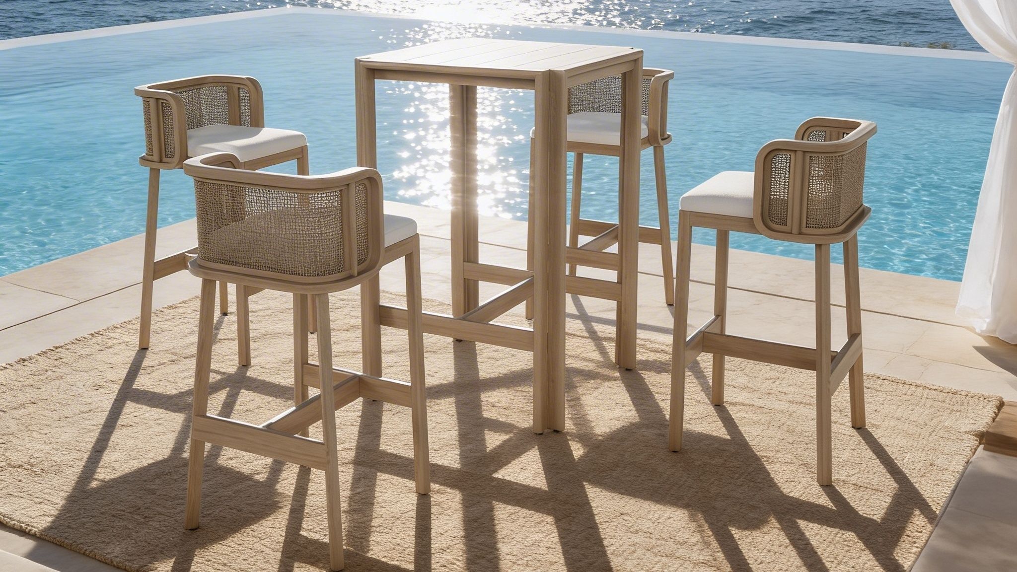 Elevate Coastal Outdoor Gatherings: Hongkai New Wicker High Bar Table & Stool Set Delivers Luxury Outdoor Leisure