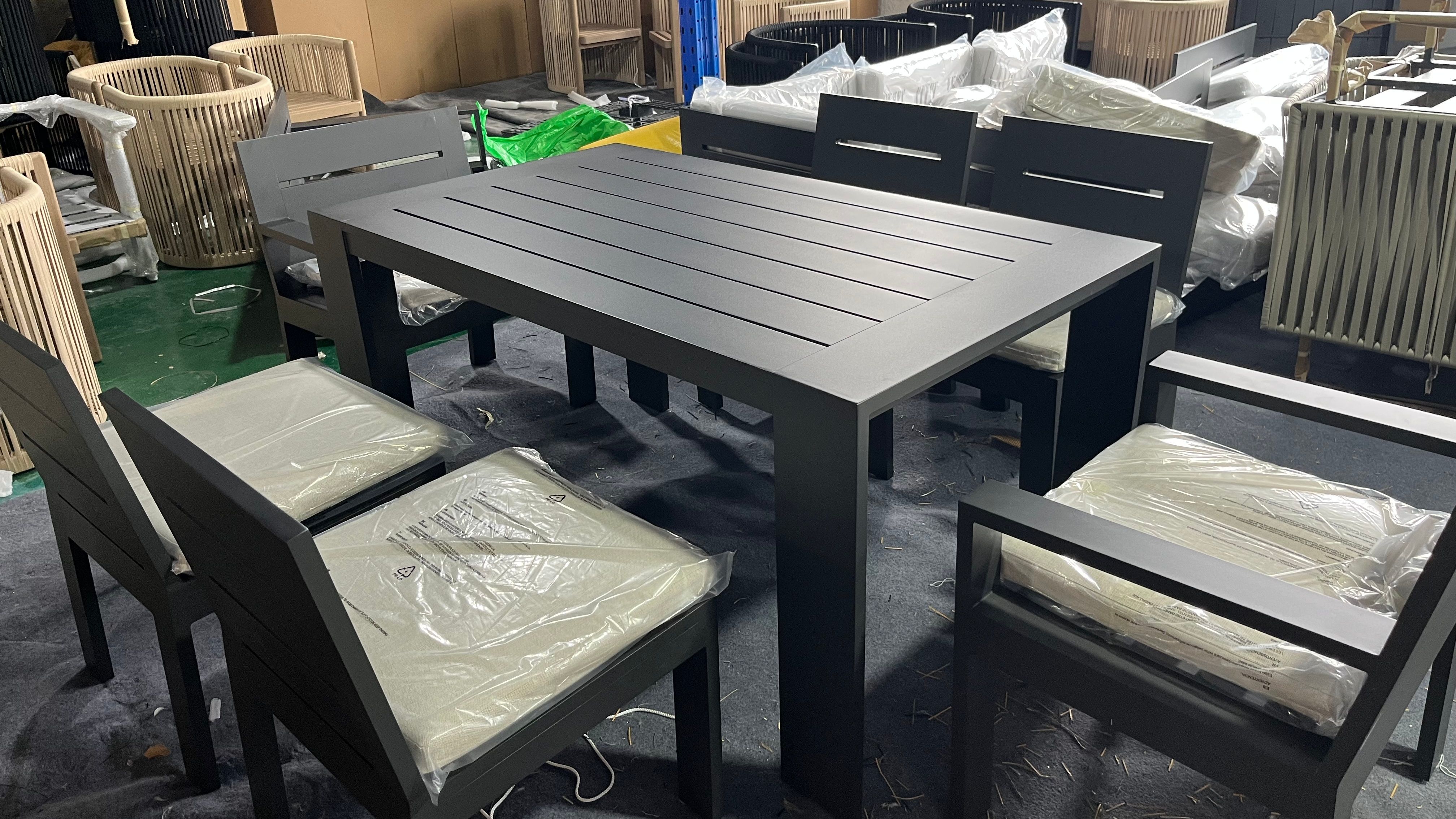Sleek Matte Black Aluminum Outdoor Dining Set: Redefine Your Patio Dining Experience